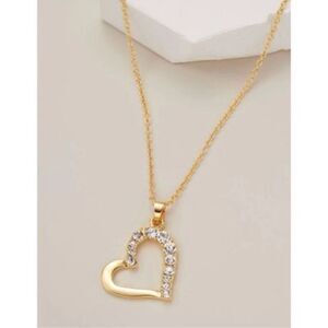New Rhinestone Decor Heart Pendant Necklace